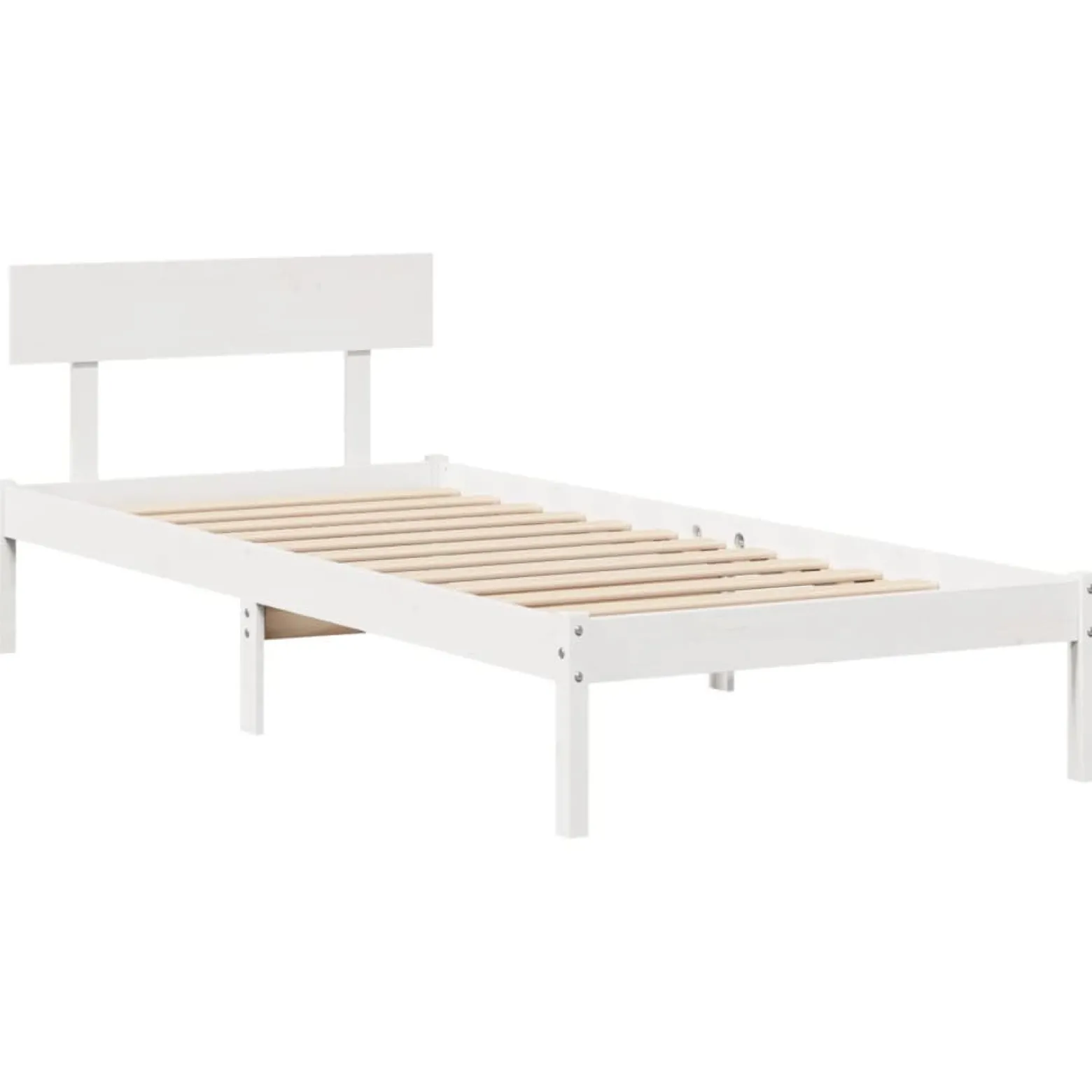 Rama łóżka bez materaca biała 75x190 cm lite drewno sosnowe