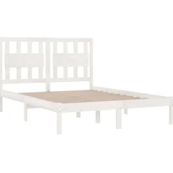 Rama łóżka biała lite drewno sosnowe 200 x 200 cm