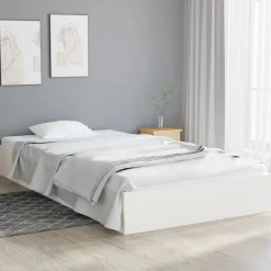 Rama łóżka biała lite drewno 100 x 200 cm