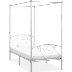 Rama łóżka Biały 90 x 200 cm Metal vidaXL