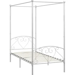 Rama łóżka Biały 90 x 200 cm Metal vidaXL