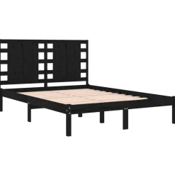 Rama łóżka czarna lite drewno sosnowe 140x190 cm