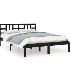 Rama łóżka czarna lite drewno 200 x 200 cm