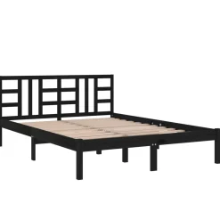 Rama łóżka czarna lite drewno 200 x 200 cm
