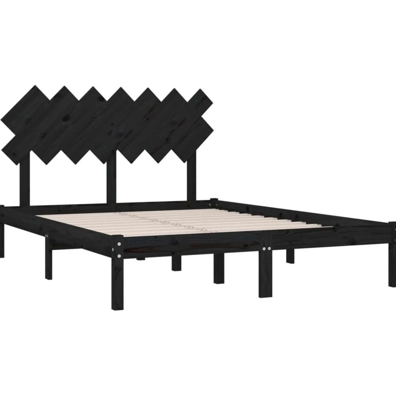 Rama łóżka czarna 140x190 cm lite drewno