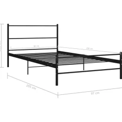 Rama łóżka Czarny 90 x 200 cm Metal vidaXL