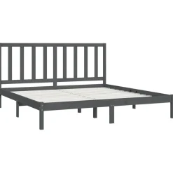 Rama łóżka szara lite drewno sosnowe 200 x 200 cm