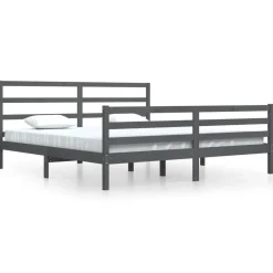 Rama łóżka szara lite drewno sosnowe 200 x 200 cm