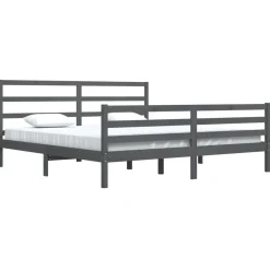 Rama łóżka szara lite drewno sosnowe 200 x 200 cm