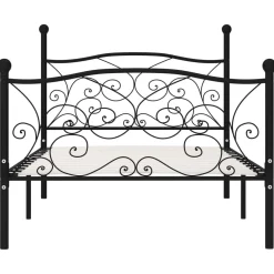 Rama łóżka ze stelażem z listw, czarna, metalowa, 100 x 200