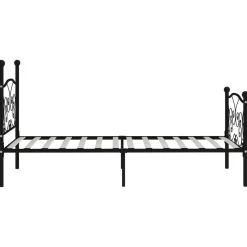Rama łóżka ze stelażem z listw, czarna, metalowa, 100 x 200