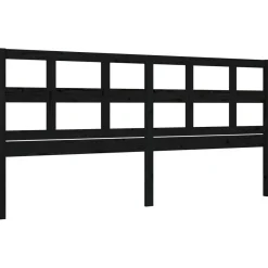 Rama łóżka z wezgłowiem czarna 200x200 cm lite drewno