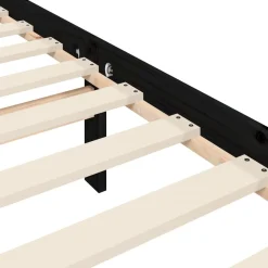 Rama łóżka z wezgłowiem czarna 200x200 cm lite drewno