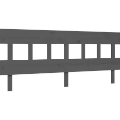 Rama łóżka z wezgłowiem szara 200x200 cm lite drewno