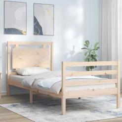 Rama łóżka z wezgłowiem 100x200 cm lite drewno