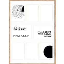 Ramka na 8 zdjęć 13x18 i 15x21 rama kolor dębowy foto galeria 50x70 FRAMAI®