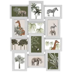 Ramka wisząca Savannah biała szklana multiramka na 12 zdjęć 10x15 cm