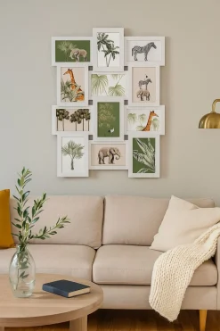Ramka wisząca Savannah biała szklana multiramka na 12 zdjęć 10x15 cm
