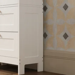 Regał łazienkowy szafka wolnostojąca 2 szuflady drzwiczki biały loft 120 cm