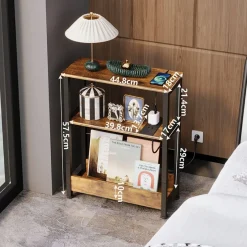Regał do salonu półka z wejściem usb na książki brąz loft pojemna szafka