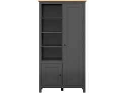 Regał Hesen 106 cm z 2 drzwiami i 4 półkami grafitowy