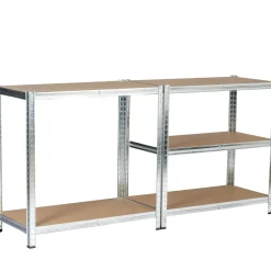 Regał metalowy garażowy srebrny 90x30x180 cm