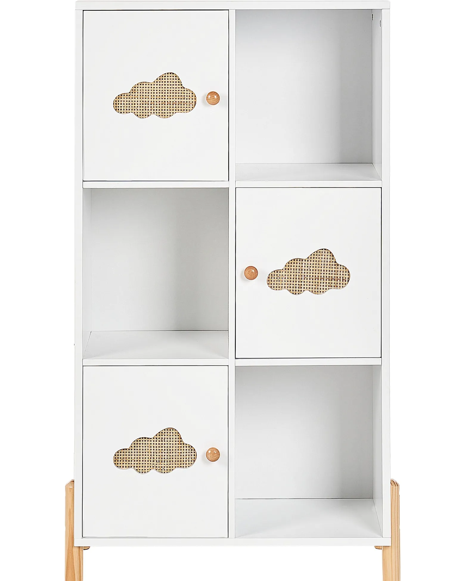 Regał motyw chmurek MDF drewniane nóżki biały