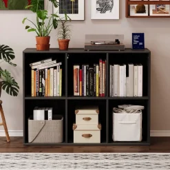 Regał otwarty komoda kostka 3x2 pojemny loft książki biurowy czarny 100 cm
