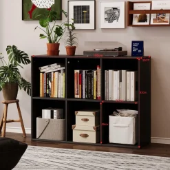 Regał otwarty komoda kostka 3x2 pojemny loft książki biurowy czarny 100 cm