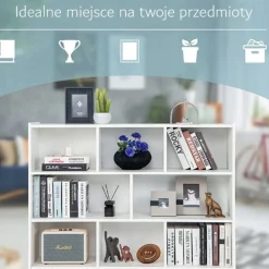Regał otwarty stojący nowoczesny biały półka szafka komoda 8 półek 100 cm