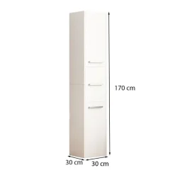 Regał słupek biały skandynawski stojący wysoki 3 drzwi 170cm szafka zamykan