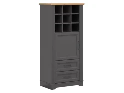 Regał Tolmin 68 cm z drzwiami i szufladą grafit/dąb artisan