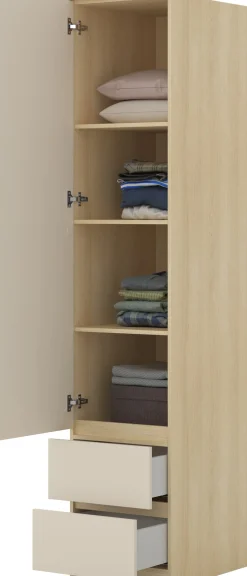 Regał zamknięty na książki z szufladami 45 cm TERRA