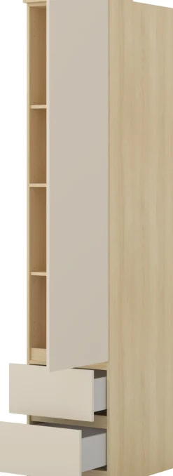 Regał zamknięty na książki z szufladami 45 cm TERRA