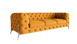 Ropez Chelsea Bis sofa 3 pikowana pomarańczowa nogi srebrne
