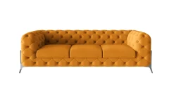 Ropez Chelsea Bis sofa 3 pikowana pomarańczowa nogi srebrne