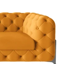 Ropez Chelsea Bis sofa 3 pikowana pomarańczowa nogi srebrne