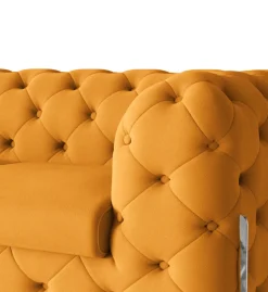 Ropez Chelsea Bis sofa 3 pikowana pomarańczowa nogi srebrne