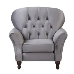 Ropez Chesterfield Jersey fotel pikowany welur szary