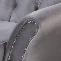 Ropez Chesterfield Jersey fotel pikowany welur szary