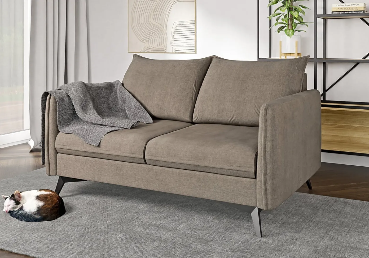 Ropez Juli Bis sofa 2 osobowa nogi metalowe tkanina beż