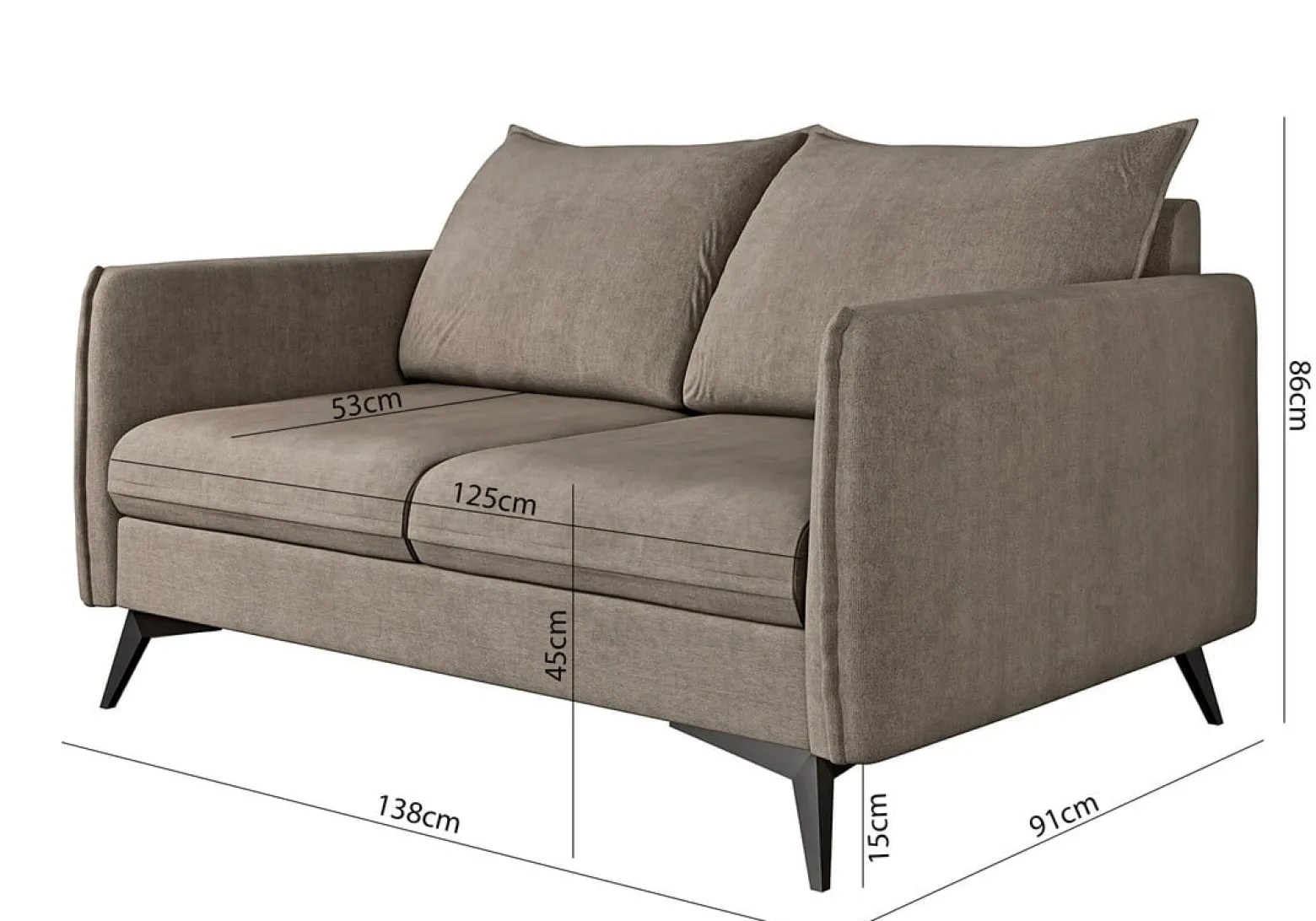 Ropez Juli Bis sofa 2 osobowa nogi metalowe tkanina beż