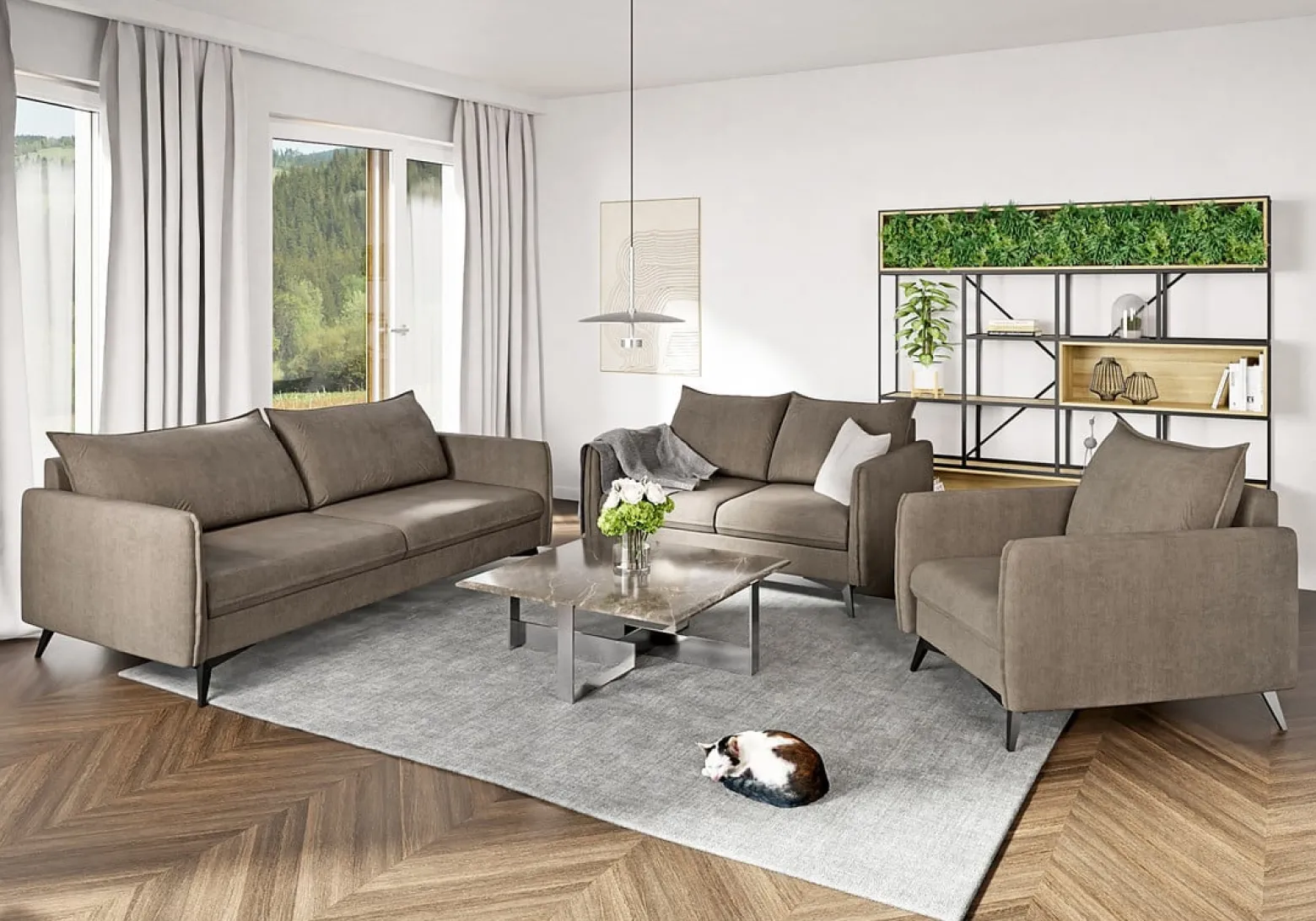 Ropez Juli Bis sofa 2 osobowa nogi metalowe tkanina beż