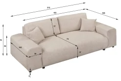 Ropez Justin sofa 3 bez funkcji tkanina plusz beżowy Blur 2