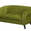 Ropez Sofa 2 Pikowana Glasgow kryształki welur zielony