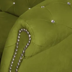 Ropez Sofa 2 Pikowana Glasgow kryształki welur zielony