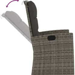 Rozkładana ławka ogrodowa z poduszkami, szara, 118 cm