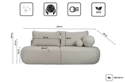 Rozkładana Sofa Fabo z pojmnikiem na pościel, tkanina Quelle Szary