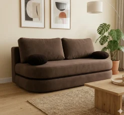 Rozkładana sofa VIBER z funkcją spania i pojemnikiem – Brązowa