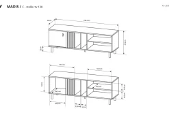 RTV MADIS 138 Dąb artisan + czarny antracyt
